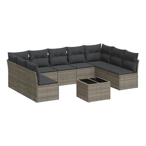 vidaXL 10 Piece Steel Sofa Set in Gray