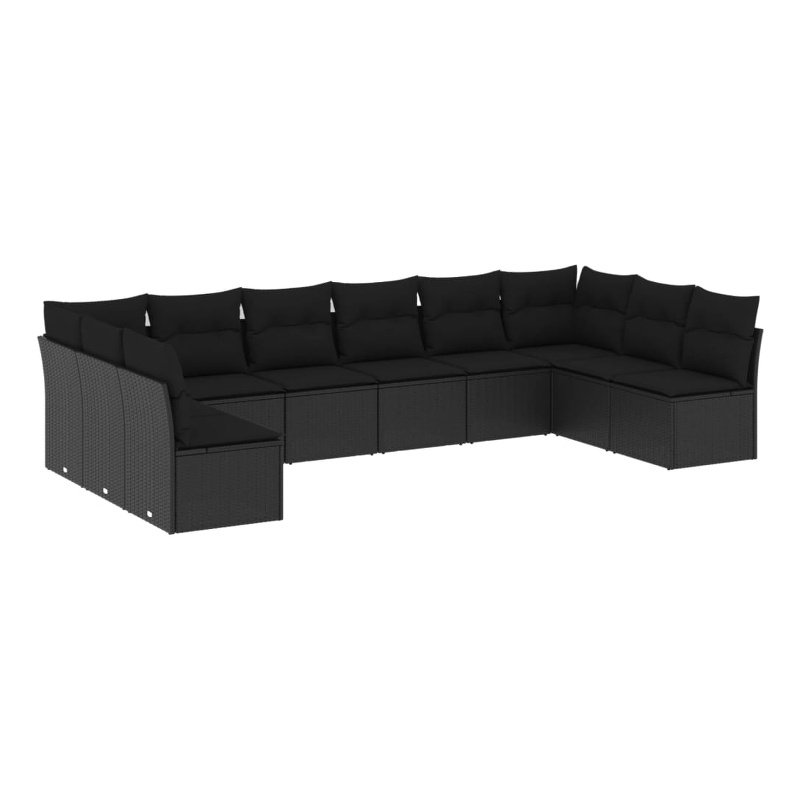 vidaXL 10 Piece Steel Large Sofa Set in Black
