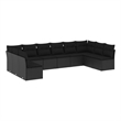 vidaXL 10 Piece Steel Large Sofa Set in Black