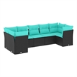 vidaXL 7 Piece Steel Large Sofa Set in Black/Blue