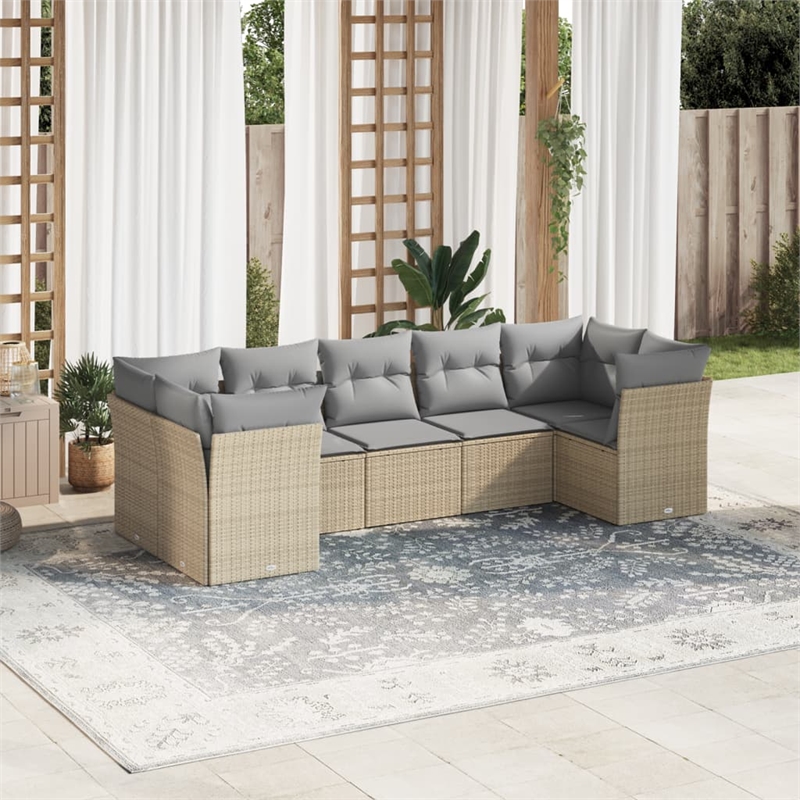 vidaXL 7 Piece Steel Sofa Set in Gray/Beige