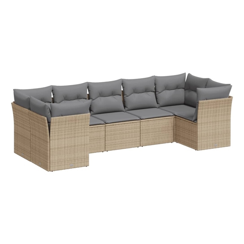 vidaXL 7 Piece Steel Sofa Set in Gray/Beige