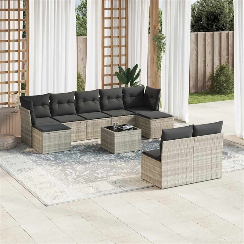vidaXL 10 Piece Sofa Set in Light Gray/Dark Gray