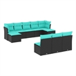 vidaXL 10 Piece Small Sofa Set in Black/Blue