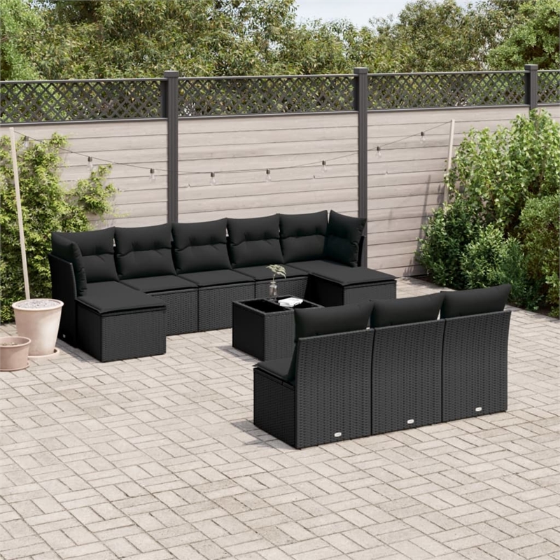 vidaXL 11 Piece Steel Sofa Set in Black