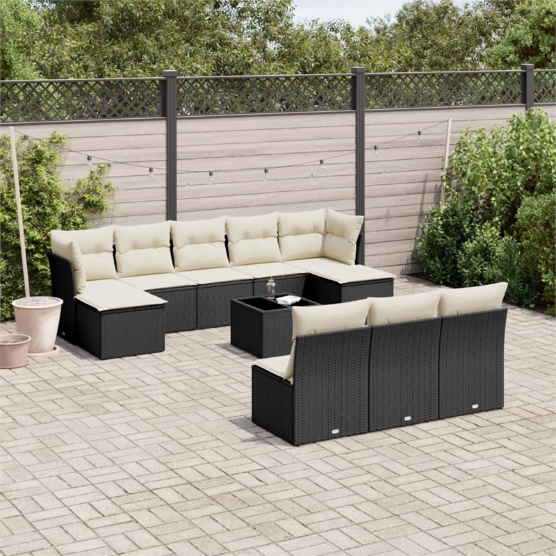 vidaXL 11 Piece Sofa Set in Black/White/Cream