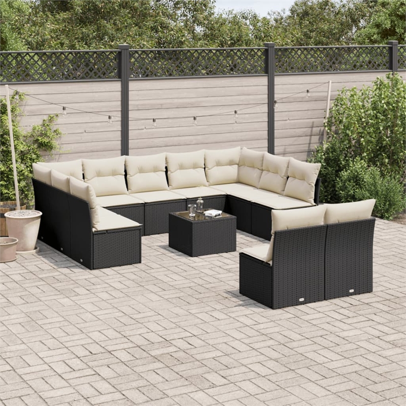 vidaXL Poly Rattan Sofa Set in Black