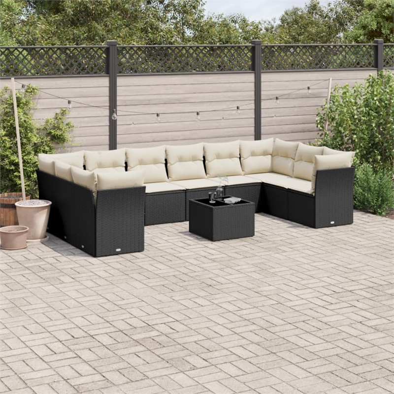 vidaXL 11 Piece Large Sofa Set in Black