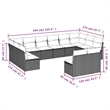 vidaXL Poly Rattan Large Sofa Set in Black/Blue