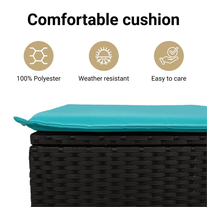 vidaXL Poly Rattan Large Sofa Set in Black/Blue
