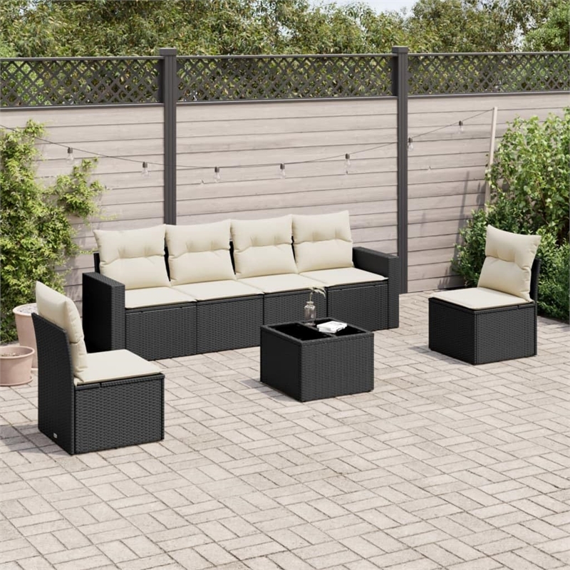 vidaXL 7 Piece Steel Sofa Set in Black