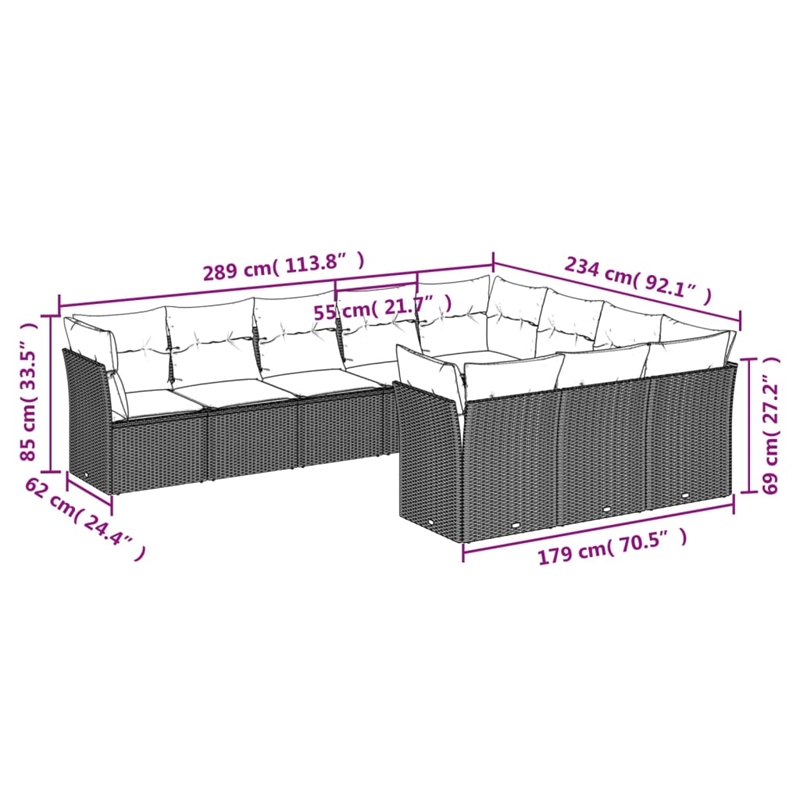 vidaXL 10 Piece Sofa Set in Black