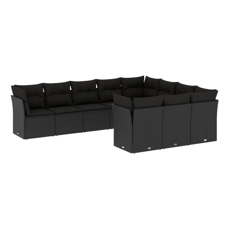 vidaXL 10 Piece Sofa Set in Black