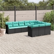 vidaXL 10 Piece Steel Large Sofa Set in Black/Blue