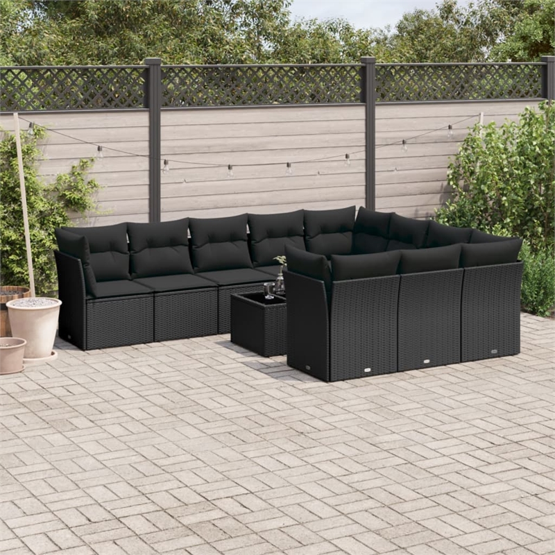 vidaXL 11 Piece Steel Sofa Set in Black