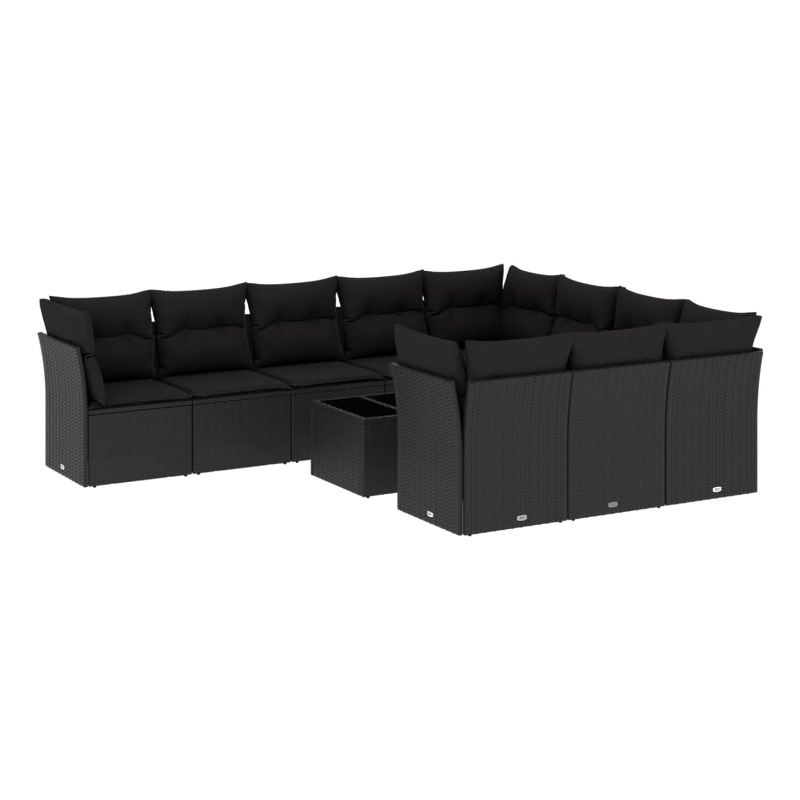 vidaXL 11 Piece Steel Sofa Set in Black