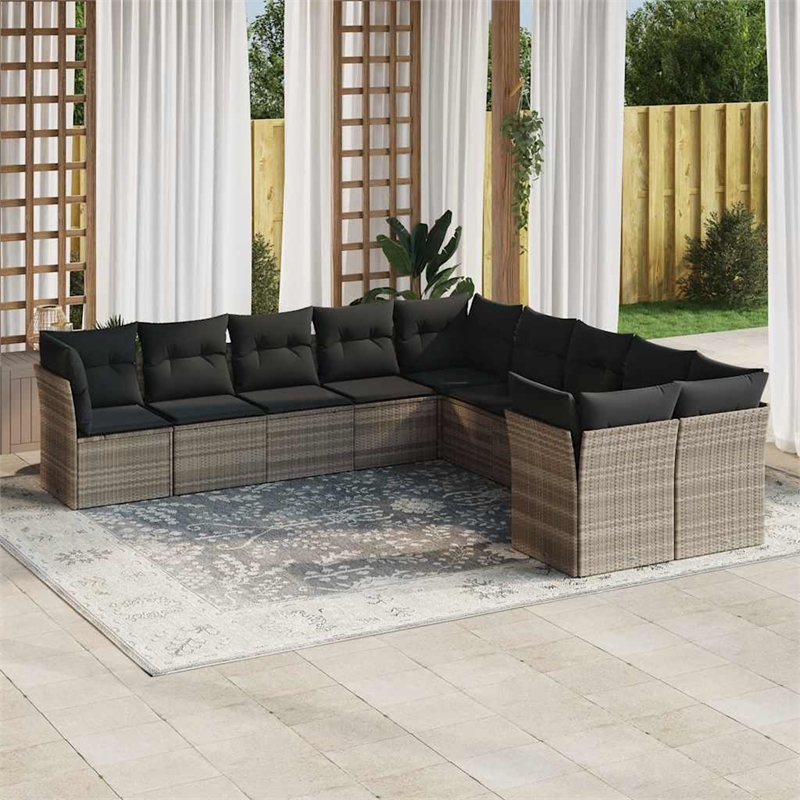vidaXL Poly Rattan Sofa Set in Gray