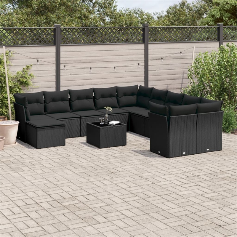 vidaXL 12 Piece Steel Sofa Set in Black