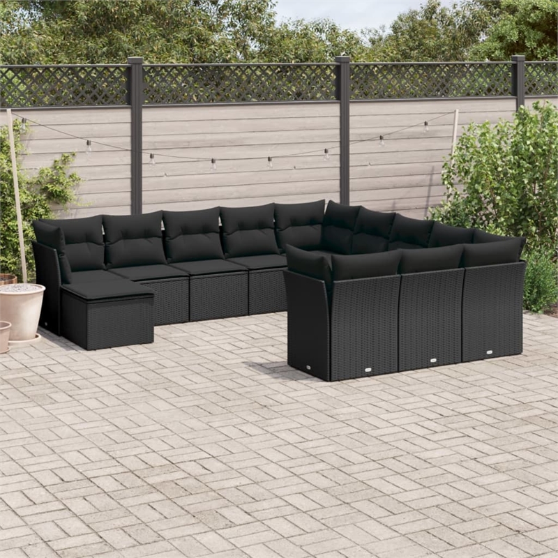 vidaXL 12 Piece Steel Sofa Set in Black