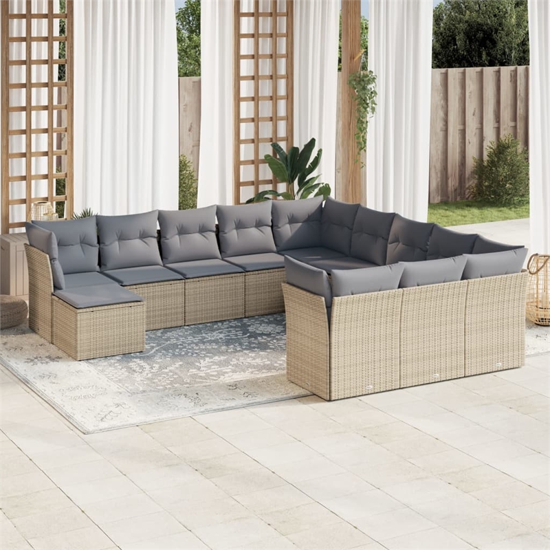 vidaXL 12 Piece Steel Sofa Set in Gray/Beige