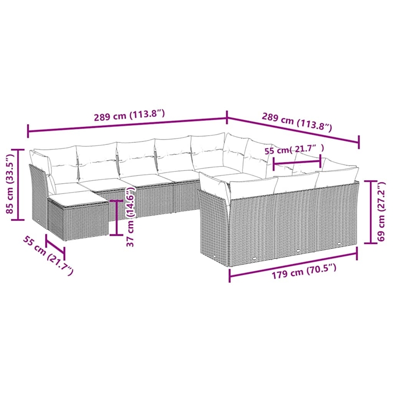 vidaXL 12 Piece Sofa Set in White/Brown/Cream