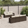 vidaXL 8 Piece Steel Sofa Set in White/Brown/Cream