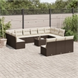 vidaXL 14 Piece Sofa Set in White/Brown/Cream