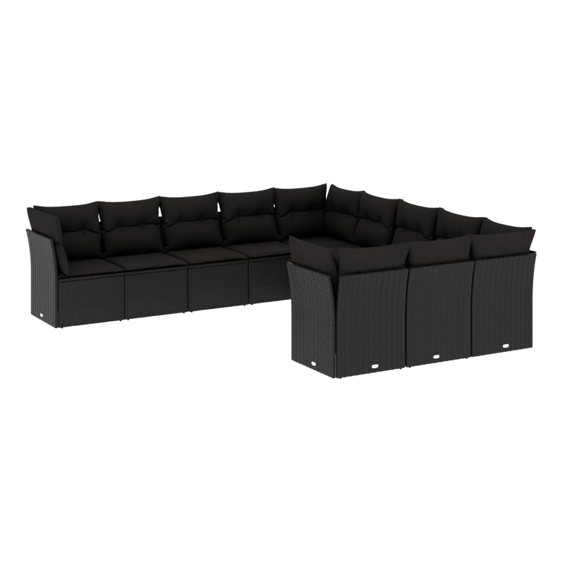 vidaXL Poly Rattan Large Sofa Set in Black