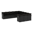 vidaXL Poly Rattan Large Sofa Set in Black