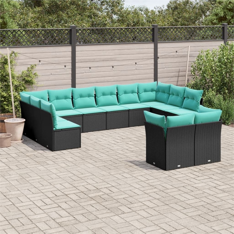 vidaXL 12 Piece Poly Rattan Patio Sofa Set