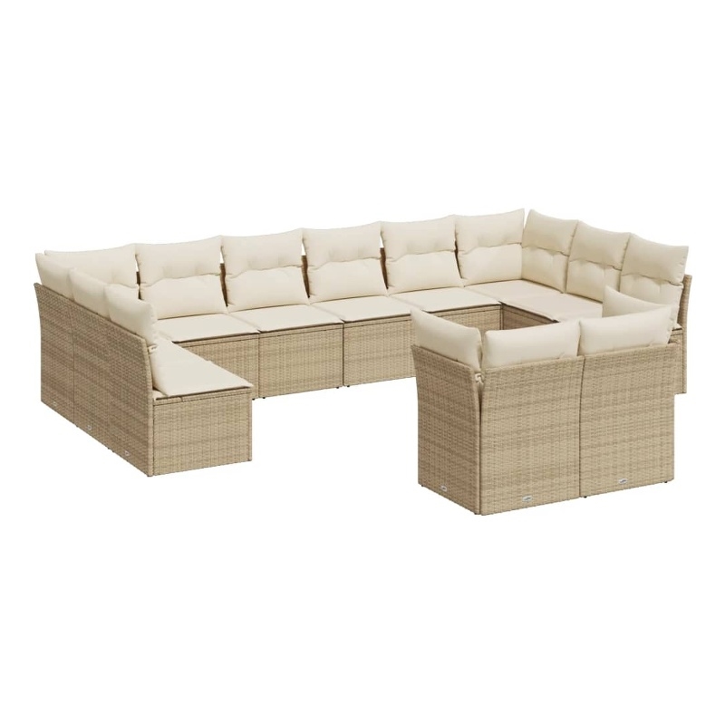 vidaXL 12 Piece Steel Sofa Set in White/Cream/Beige