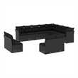 vidaXL 12 Piece Steel Small Sofa Set in Black