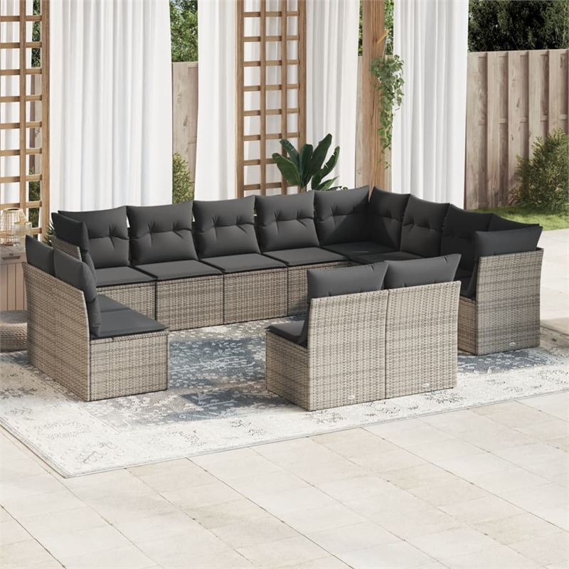 vidaXL Poly Rattan Sofa Set in Gray