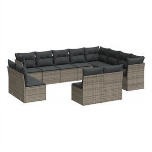 vidaXL Poly Rattan Sofa Set in Gray