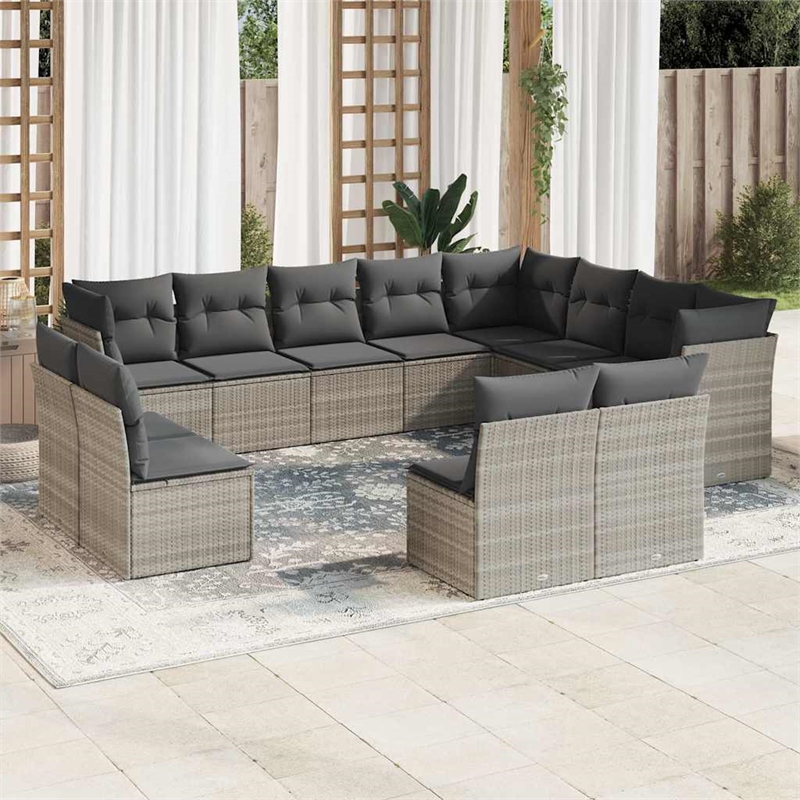 vidaXL Poly Rattan Sofa Set in Gray