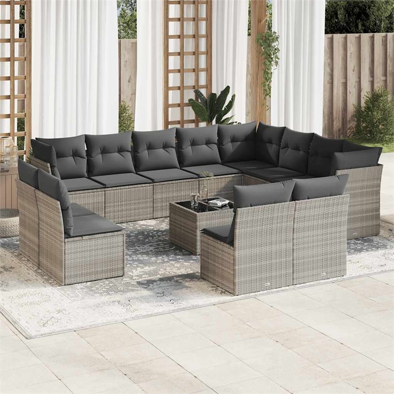 vidaXL Poly Rattan Small Sofa Set in Gray