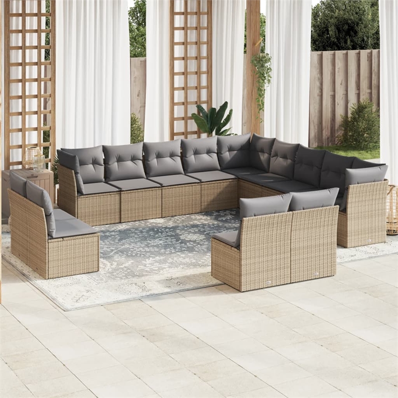 vidaXL 13 Piece Steel Sofa Set in Gray/Beige