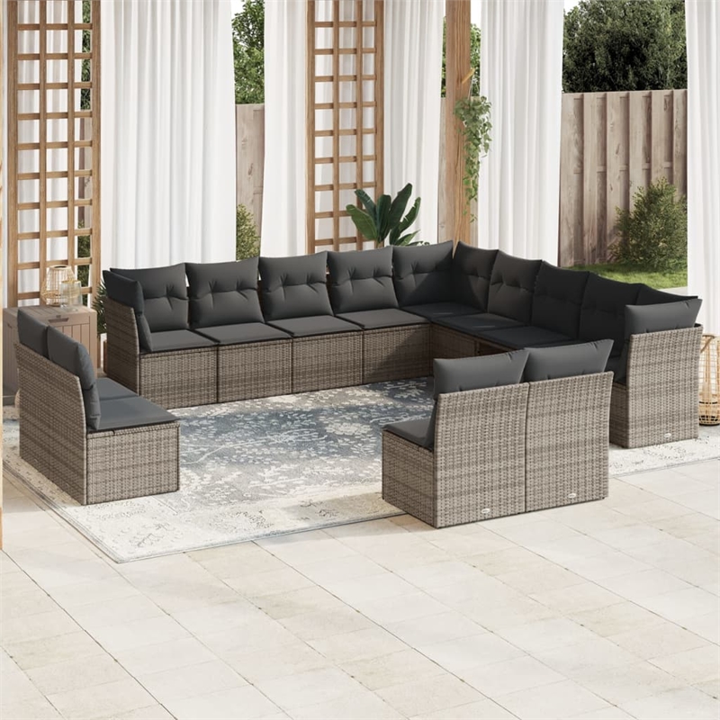 vidaXL Poly Rattan Large Sofa Set in Gray