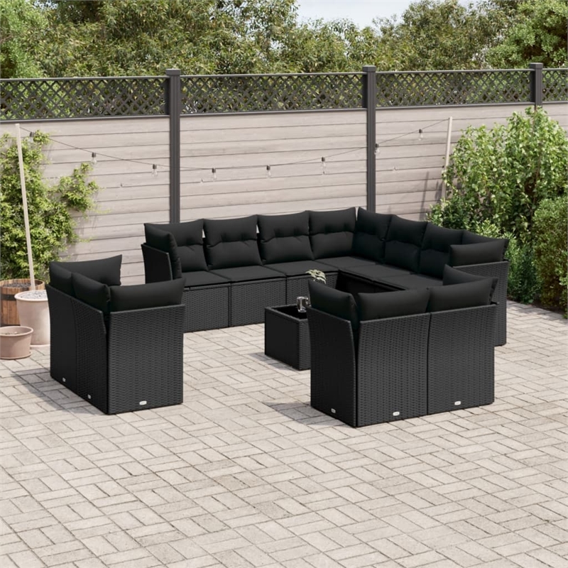 vidaXL Garden Sofa Set in Black