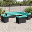 vidaXL 13 Piece Sofa Set in Black/Blue