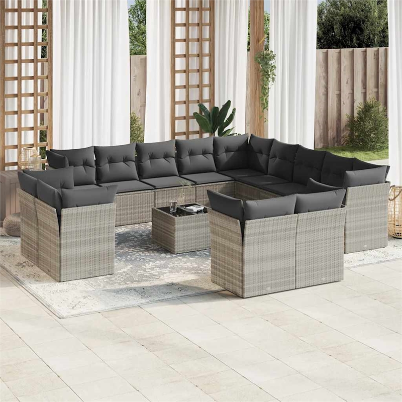 vidaXL 14 Piece Steel Sofa Set in Gray