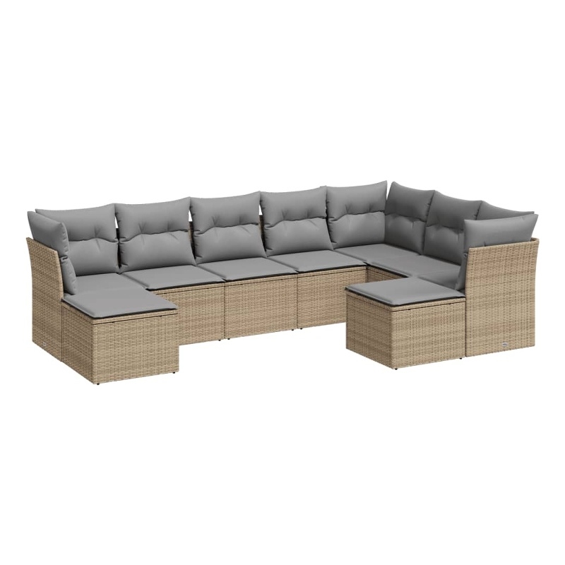 vidaXL 9 Piece Steel Sofa Set in Gray/Beige