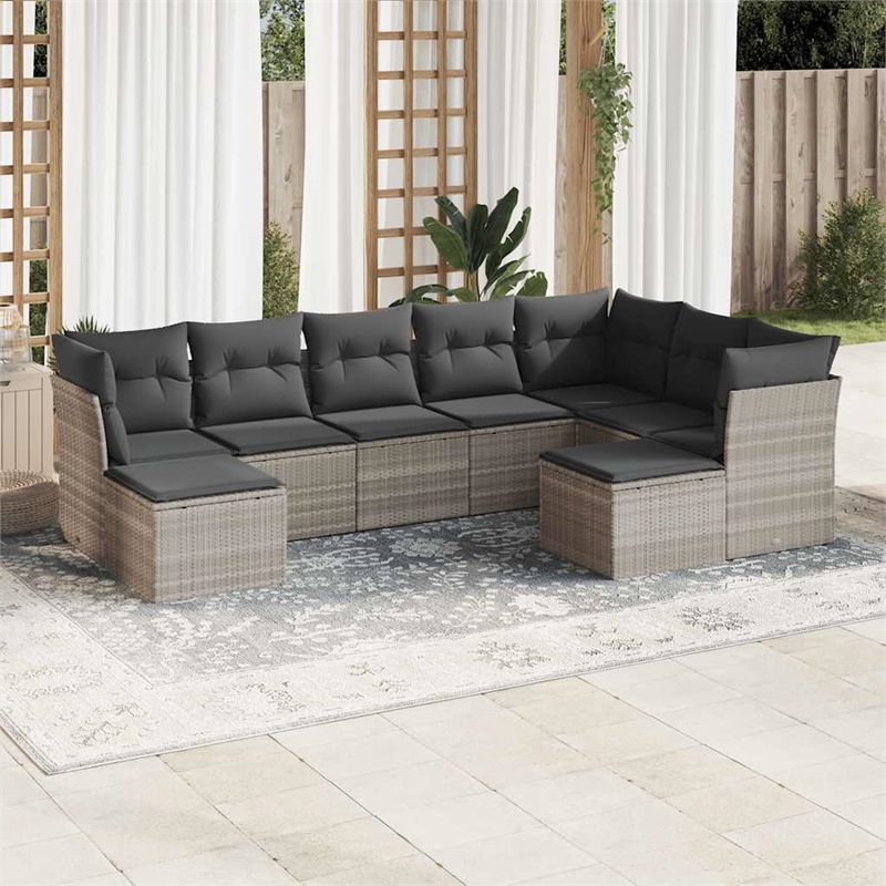 vidaXL 9 Piece Steel Sofa Set in Gray