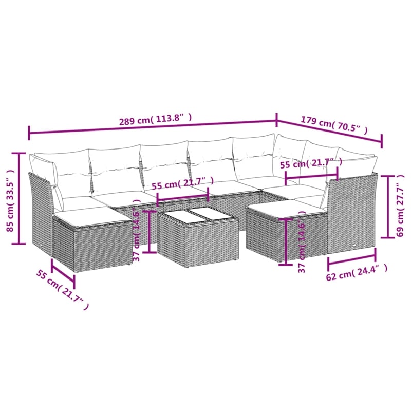 vidaXL Poly Rattan Large Sofa Set in White/Cream/Beige