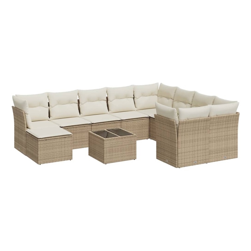 vidaXL 11 Piece Steel Sofa Set in White/Cream/Beige