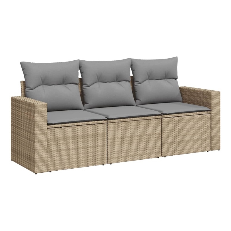 vidaXL 3 Piece Poly Rattan Sofa Set in Gray/Beige