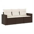 vidaXL 3 Piece Steel Sofa Set in White/Brown/Cream