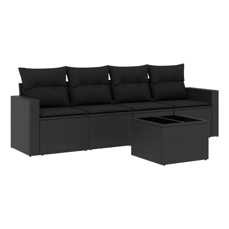 vidaXL Poly Rattan Small Sofa Set in Black
