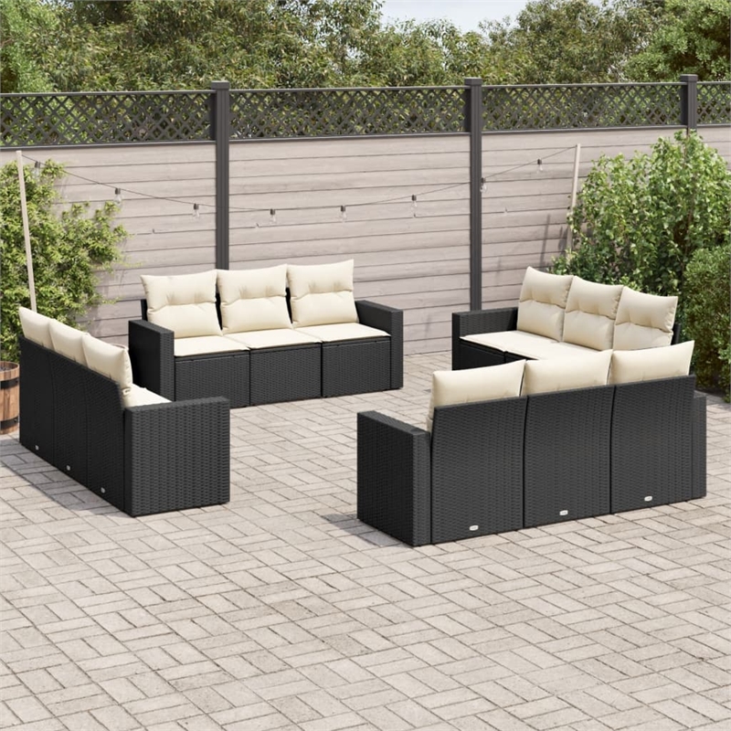 vidaXL 12 Piece Steel Large Sofa Set in Black