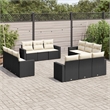 vidaXL 12 Piece Steel Large Sofa Set in Black